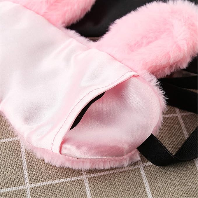 Cute Animal Sleeping Mask Soft Plush Blindfold Cute Rabbit Panda Koala Eye Cover Eyeshade for Kids Teens Girls Women (Pink)