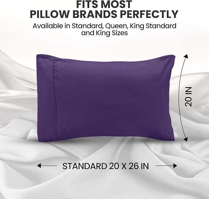 Utopia Bedding Pillow Cases Standard Size 2-Pack – Soft Brushed Microfiber – Envelope Closure – Perfect for Hospitals, Hotels, Guest Rooms – Oeko-TEX Certified, 20x26 Inches (Egg Plant)