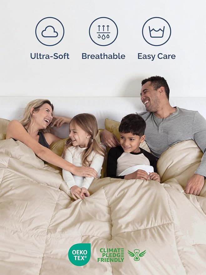 Queen Comforter Set - 7 Piece Bed in a Bag Queen Size Bed Set - Down Alternative Comforter, Flat Sheet, Fitted Sheet, Pillowcase & Shams for All Seasons - Ultra Soft, Cozy, Comfy & Breathable - Wheat