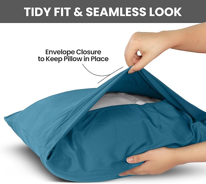 Utopia Bedding Queen Pillow Cases - 2 Pack - Envelope Closure - Soft Brushed Microfiber Fabric - Shrinkage and Fade Resistant Pillow Covers Queen Size 20 X 30 Inches (Queen, Denim Blue)