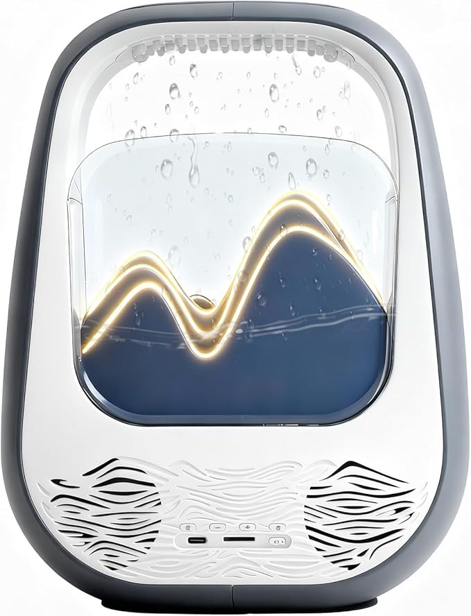 8-in-1 White Noise Sound Machine with Aroma Diffuser, Rain Sound Machine for Sleeping, Stress Relief, White Noise Machine Night Light Timer for Bedroom Office Home Decor, Gray