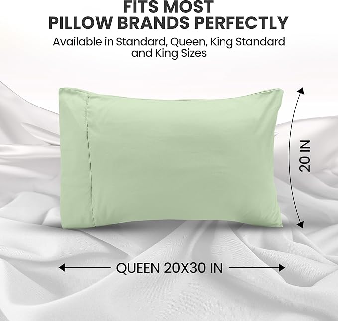 Utopia Bedding Queen Pillow Cases - 2 Pack - Envelope Closure - Soft Brushed Microfiber Fabric - Shrinkage and Fade Resistant Pillow Covers Queen Size 20 X 30 Inches (Queen, Sage)