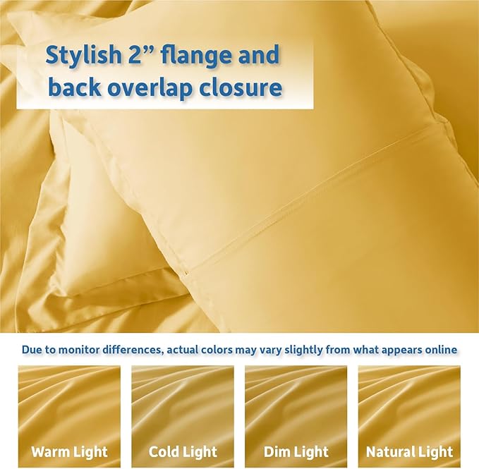 Nestl King Duvet Cover Set with Comforter Insert - Yellow 4 Piece 104x90 Duvet Cover & 2 Pillow Shams with White Quilted Down Alternative Comforter, Ultra Soft, All Season