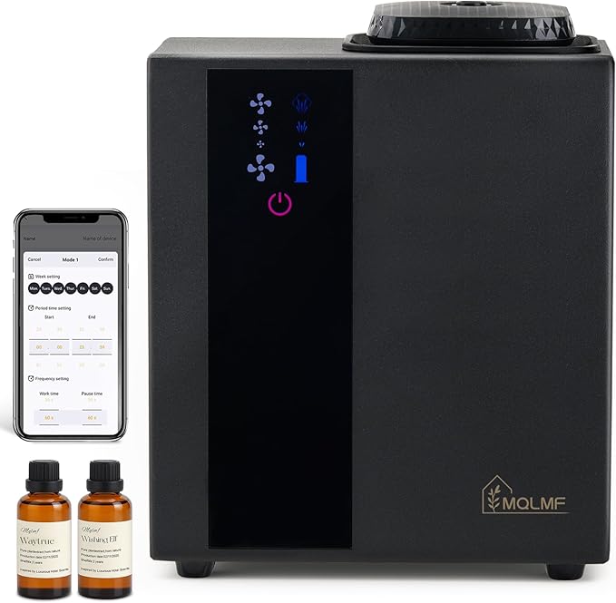 HVAC Diffuser Scent System Whole House - 4500 Sq Ft,Metal,Ultra Quiet,Safety Lock,Bluetooth App,Hotel Commercial Collection Diffuser Machine - Black