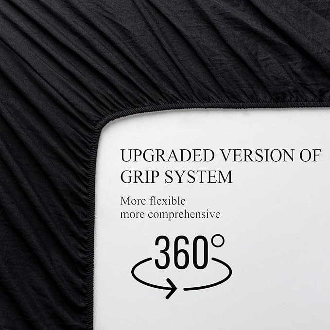 4 Piece Bed Sheet Set (Queen,Black) 1 Flat Sheet,1 Fitted Sheet and 2 Pillow Cases,Brushed Microfiber Luxury Bedding with Deep Pockets