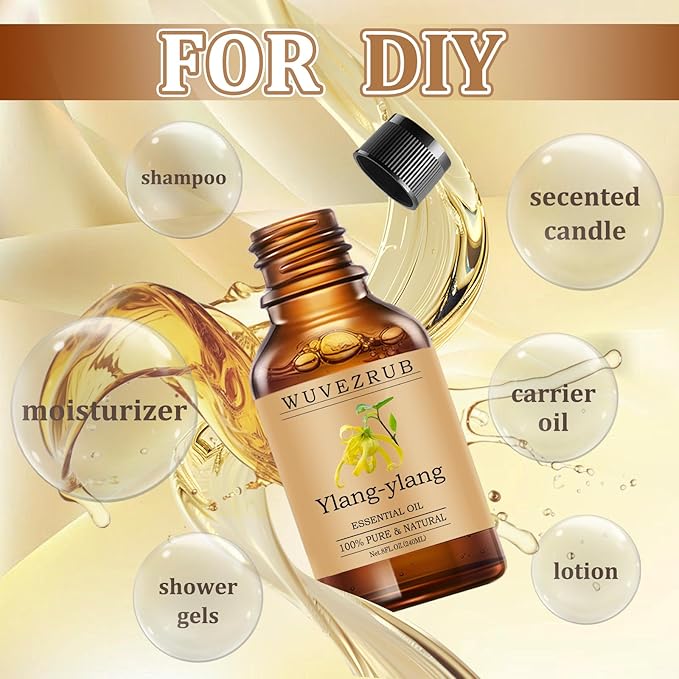 Ylang-Ylang Essential Oils 240ML, Pure Ylang-Ylang Essential Oil for Aromatherapy Diffuser - 8 Fl Oz