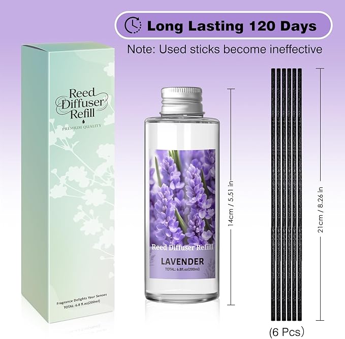 SCENTORINI Reed Diffuser Oil Refill, Lavender Diffuser Oil 6.76 Fl Oz, Natural Scented Essential Oil Refill Long Lasting Home Fragrance for Bathroom Room Spa Aromatherapy Hotel Decor