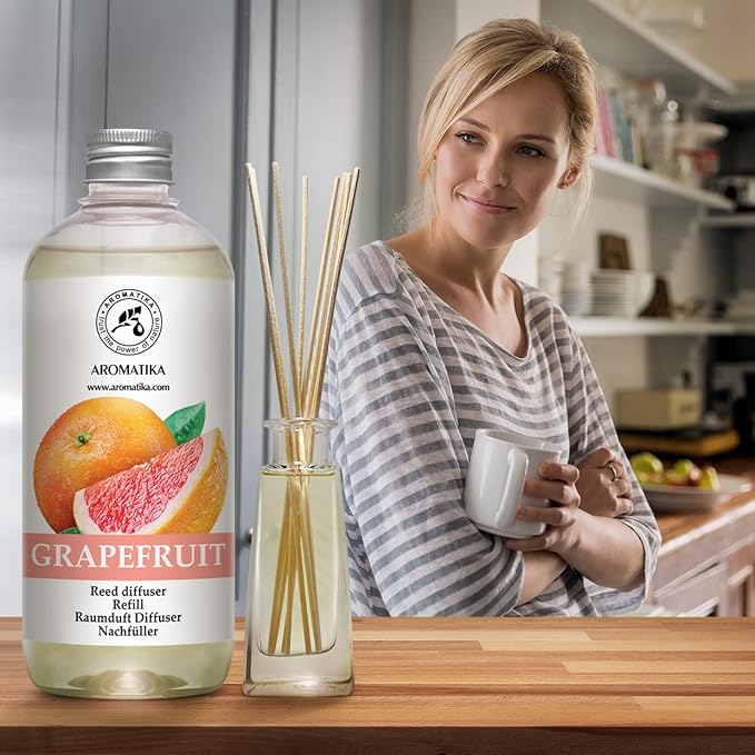 Reed Diffuser Oil Refill Grapefruit 17.0 Fl Oz (500ml) - Intensive & Long Fragrance for Room - Lasting Natural Room Scent - Refill for Office - Boutique - Restaurant - Aromatherapy