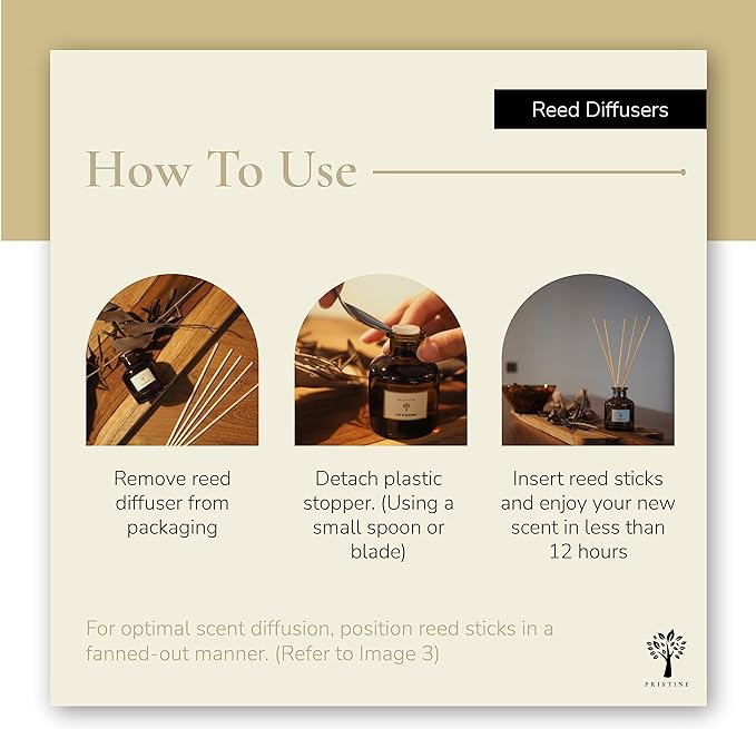 PRISTINE Casa Particular/Inspired by Wyndham Reed Diffuser for Home | Rich Blend of Tobacco Leaves, Sweetness of Guava Reed Diffuser Set, Oil & Reed Diffuser Sticks | Home & Office Decor