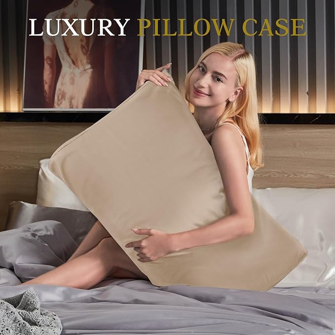 Cooling Pillowcase for Contour Pillow- Rayon Derived from Bamboo Contour Cervical Neck Pillow Case Cover- Breathable Silky Soft Pillowcase for Hot Sleepers,24 x14 x5/3.7 Inches 1 Piece Taupe