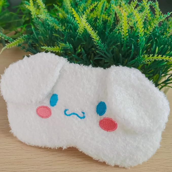 Cute Animal Sleeping Mask Soft Plush Blindfold Cute Rabbit Panda Koala Eye Cover Eyeshade for Kids Teens Girls Women (Dog White)