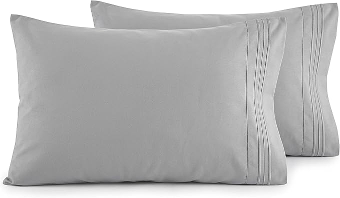 Elegant Comfort Luxury Ultra-Soft 2-Piece Pillowcase Set - 1500 Premium Hotel Quality Microfiber Double Brushed - Wrinkle Resistant, King Size, Silver Blue