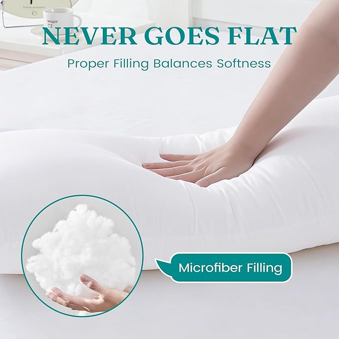 Oubonun 14 x 22 Throw Pillow Inserts - Soft, Plush & Decorative Down Alternative Pillows for Couch Sofa Bed, Machine Washable - White, Pack of 2