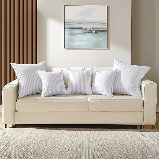 MIULEE 22x22 Pillow Inserts, Firm and Fluffy Decorative Throw Pillows for Couch Sofa Bed, Down Alternative with 100% Cotton Cover Pack of 4