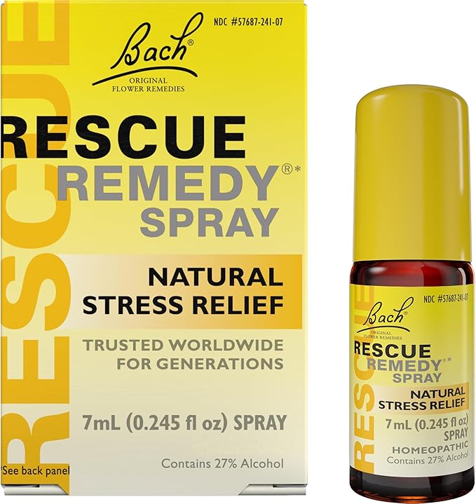 Bach RESCUE REMEDY Spray 7mL, Natural Stress Relief, Homeopathic Flower Essence, Vegan, Gluten and Sugar-Free, Non-Habit Forming