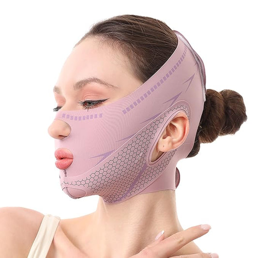 Anti-Snoring Sleep Mask with Aromatherapy, Face Firming & Snoring Solution, Relaxing Chin Strap for Anxiety Relief, Improved Sleep & Jawline Contouring for Adults（ purple）