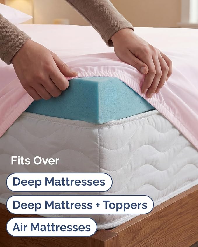 Extra Deep Twin XL Sheet Set - 3 Piece Breathable & Cooling Bed Sheets - Easily Fits 18 to 24 inch Mattress - Soft, Wrinkle & Fade Free with Extra Deep Pockets - Hotel Luxury Bedding - Lavender Pink