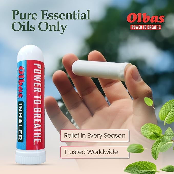 Olbas Inhaler Aromatherapy, Essential Oil Inhaler with Natural Oils, 0.01 Oz Each, 6 Pack, Pocket Sized Nasal Inhaler Stick for Clear Breathing and Sinus Relief