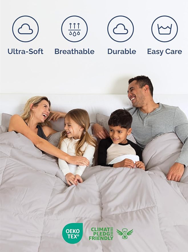 Full Comforter Set - 7 Piece Bed in a Bag Full Size Bed Set - Down Alternative Comforter, Flat Sheet, Fitted Sheet, Pillowcase & Shams for All Seasons - Ultra Soft, Comfy and Breathable - Light Grey