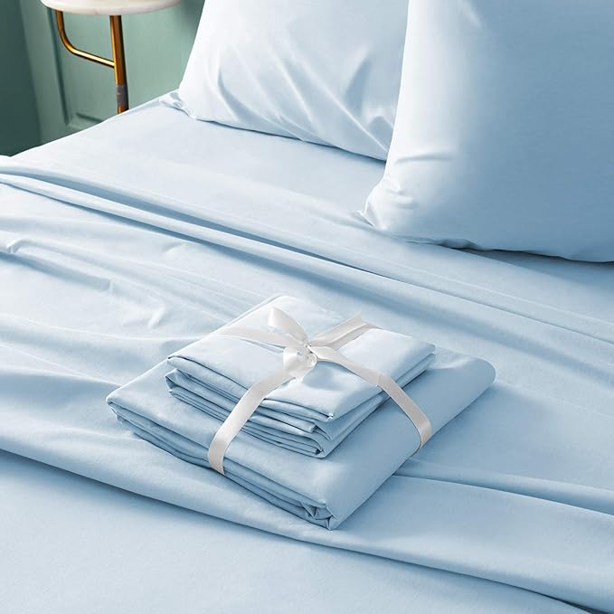 BYSURE 6 Pieces Bed Sheets Set(Full, Baby Blue) - Hotel Luxury Super Soft 1800 Thread Count 100% Microfiber Sheets with Deep Pockets, Wrinkle & Fade Resistant