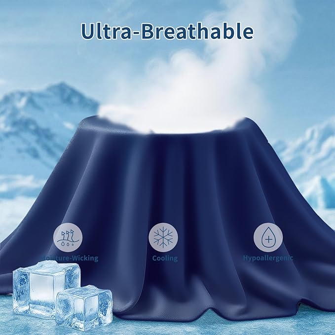 Premium Cooling Pillowcases King Size Set of 2 for Hot Sleepers&Night Sweats Beauty Sleep Reduces Wrinkles&Frizz Softer Than Silk Pillow Cover Oeko-TEX Certified RoyalBlue Breathable