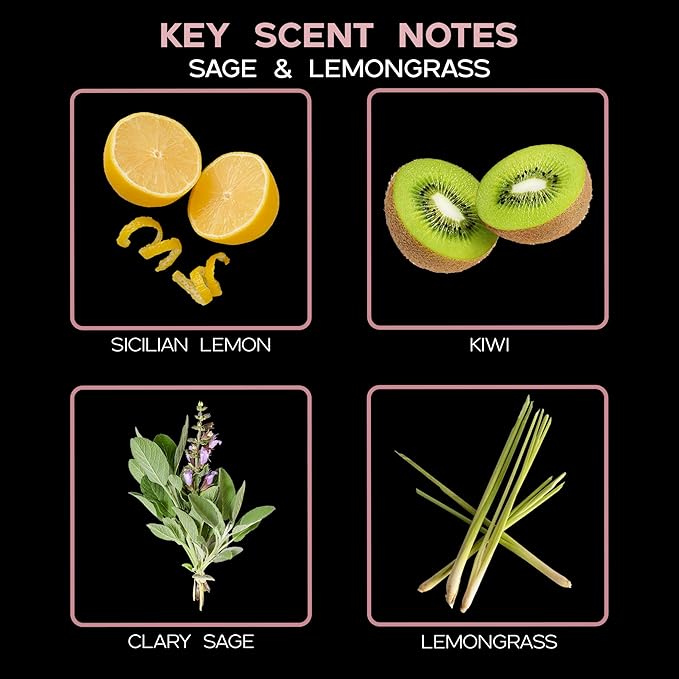Sage & Lemongrass Diffuser Oil - Luxury Essential Oils for Diffuser Refill & Air Freshener Room Spray - Long-Lasting & Natural Home Fragrance, Scented Oil for Diffusers, USA Made, 4oz