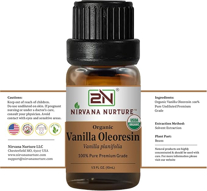 Vanilla Oleoresin, USDA Certified Organic, 100% Pure Undiluted, Aromatherapy Oil for Diffuser, Hair & Skin Care