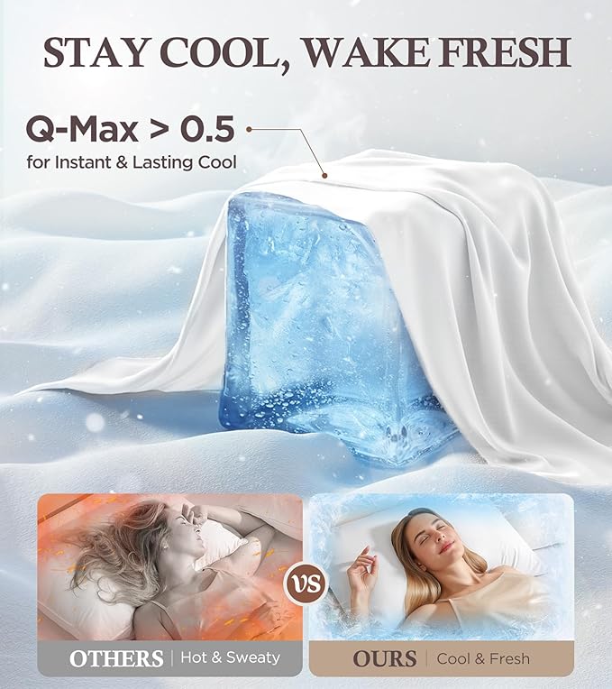 Instant Chill Cooling Pillowcase for Hot Sleepers, 2% HA Infused Pillowcase Hydrates Skin & Hair, Reduces Wrinkles & Frizz, Softer Than Silk Pillow Cases, Pillow Covers Standard (White, 1 Pack)