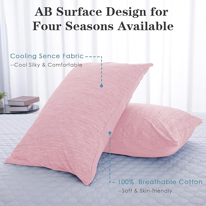 CHOSHOME Cooling Pillow Cases Zipper Pillow Covers Q-Max > 0.45 Zippered Pillowcases for Hot Sleepers, Soft, Breathable, Skin-Friendly, 4 Pack (Queen, 20"x30", Pink)