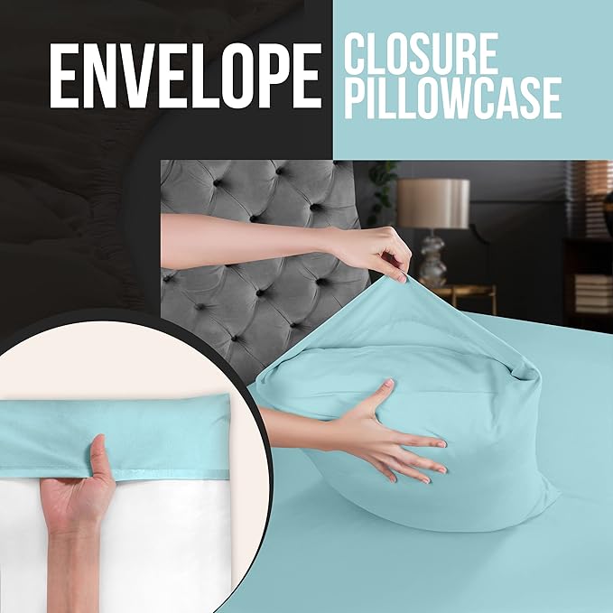 Utopia Bedding King Pillow Cases - 4 Pack - Envelope Closure - Soft Brushed Microfiber Fabric - Shrinkage and Fade Resistant Pillow Covers King Size 20 X 40 Inches (King, Spa Blue)
