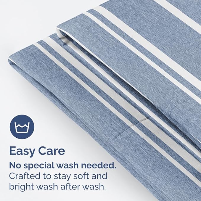 King Standard Pillow Cases Set of 2 - Ultra-Soft Hotel Quality Pillowcase Covers - Comfy, Cozy & Fade Free - Wrinkle Resistant - Machine Washable Pillow Protectors - 2 Piece Set - Blue Stripes 3