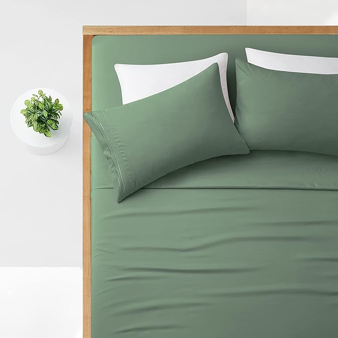 Manyshofu Extra Deep Pocket King Size Sheets - Hotel Luxury 1800 Thread Count Sheets & Pillowcases - Microfiber Bedding Set up to 24" Mattress - Sage Green Bed Sheets 18-24 Inch Deep Pockets - 4 Piece