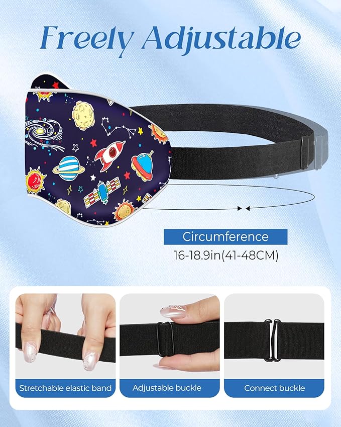 Miss Adola Sleep Mask for Kids - Cute Kawaii Cartoon Silk Sleeping Mask with Adjustable Strap Soft Smooth Light Eye Mask for Sleeping Silk Kids Eye Cover for Boys Girls Teens, BU Sky Rockets