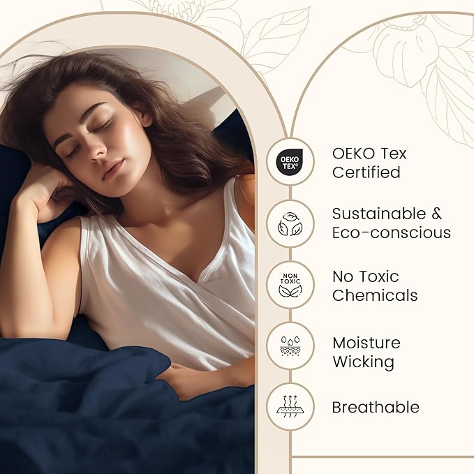 100% Egyptian Cotton Sheets For California King Size Bed, 800TC Sateen Weave CalKing Sheet Set, 15" Deep Pocket Elasticated Sheet & Pillowcase Sets, Soft, Cool, & Breathable - Dark denim