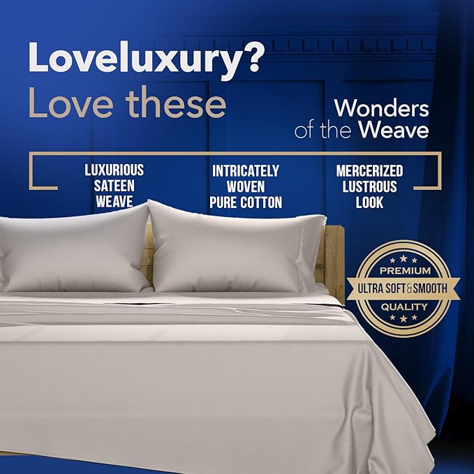 TEXAS LINEN CO. Luxury Egyptian Cotton King Taupe Pillow Cases Set of 2-1000 Series Lonestar Lovin' Collection Pillowcases for Sleeping, Cooling Pillow Cover, Extra Long Staple Hotel Pillow Cases