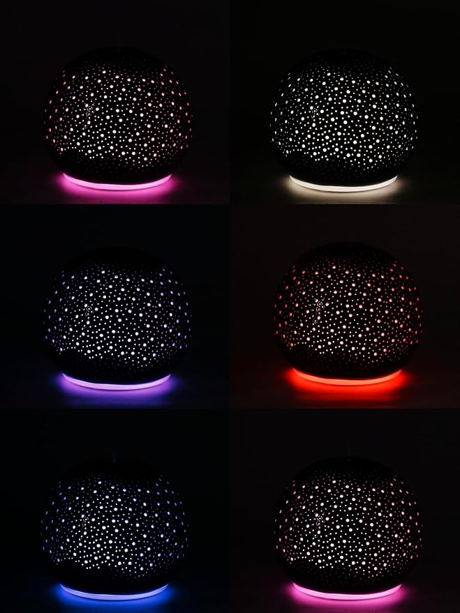 Ceramic Essential Oil Diffusers,Small Cute Humidifier, Home for Aromatherapy,Bedroom Flower Air Fragrance,Room Scent, Smell,Light Decor para Casa De Essentials Aesthetic Electric Oils Aroma Black