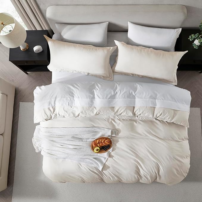 Nestl Off White Duvet Cover King Size - Soft Double Brushed King Duvet Cover Set, 3 Piece, with Zipper Closure, 1 Duvet Cover 104x90 inches and 2 Pillow Shams