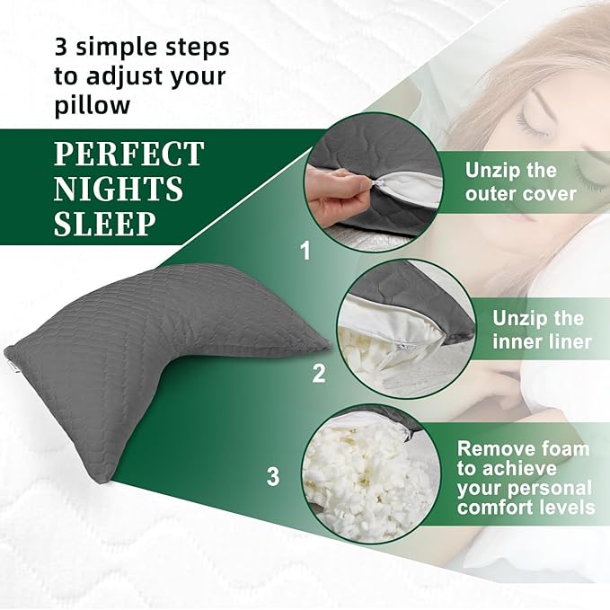 CHxxy Side Sleeper Pillow for Neck &Shoulder Reilef, Ergonomic Design Medium Firm Pillow, 2 packs Queen Size Bed Pillows for Sleeping, Cross Cut Memory Foam Pillows for Back, Stomach and Side Sleepers