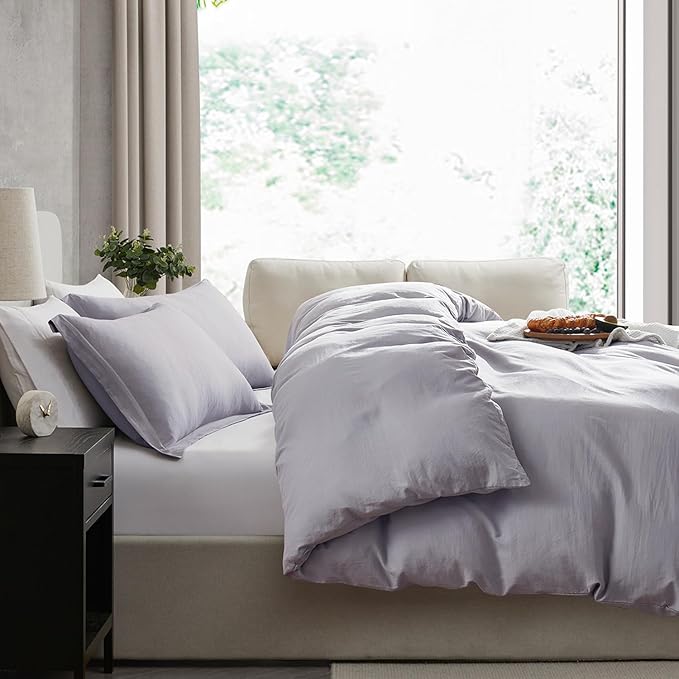 Nestl Grey Lavender California King Duvet Cover Sets - Soft Double Brushed Cal King Duvet Cover, 3 Piece, with Zipper Closure, 1 Duvet Cover 104x98 inches and 2 Pillow Shams