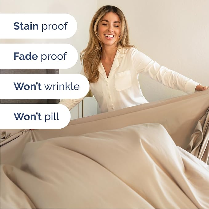 Queen 6 Piece Sheet Set - Comfy, Breathable & Cooling - Hotel Luxury Bedding for Women, Men, Kids, Teens and Children - 1 Flat & 1 Fitted Sheet & 4 Pillowcases w/ Deep Pockets - Wrinkle Free - Cream