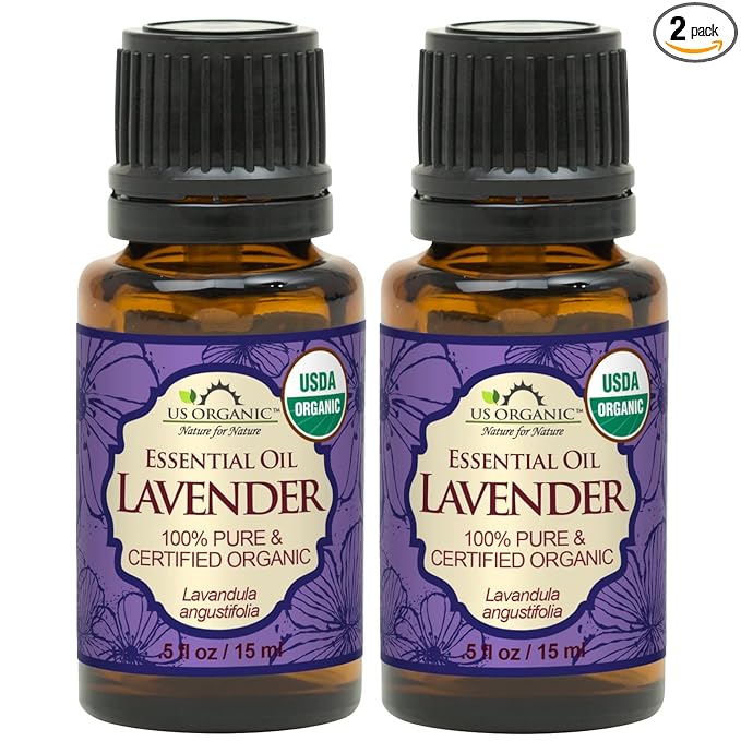 US Organic 100% Pure Lavender Essential Oil, Directly sourced from Bulgaria, USDA Certified Organic, Undiluted, for Diffuser, Humidifier, Massage, Skin, Hair Care, Non GMO, 15 ml 2 Pack