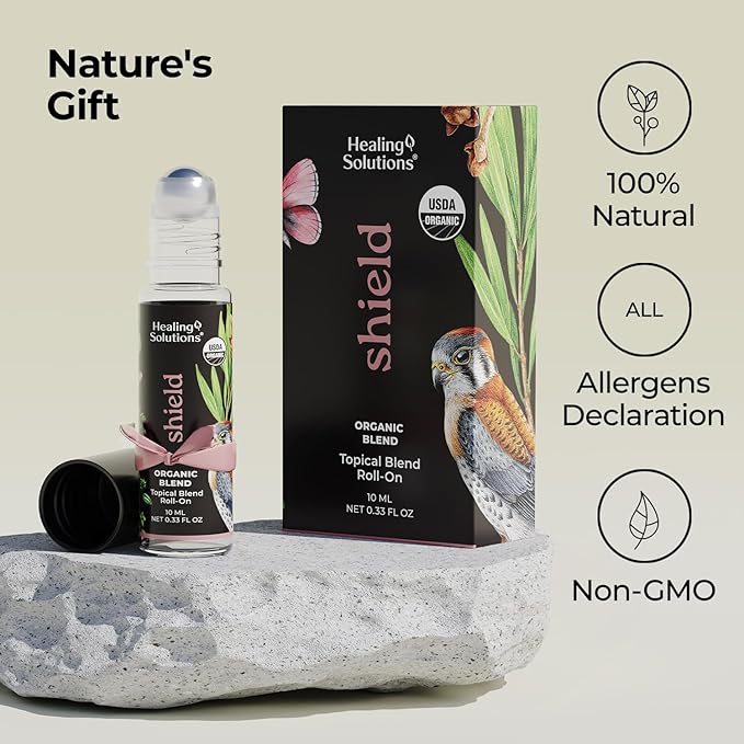 Healing Solutions (2 Pack) Health Shield Essential Oil Roll-On for Skin and Body - Aromatherapy Roller - USDA Organic Certified