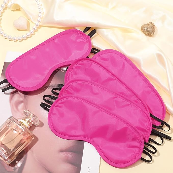 Silkfly 100 Pieces Silk Eye Sleeping Mask Bulk with Adjustable Strap Christmas Blackout Eye Cover Gifts for Night Blindfold for Women Men Comfortable Travel Sleep(Rose Red)