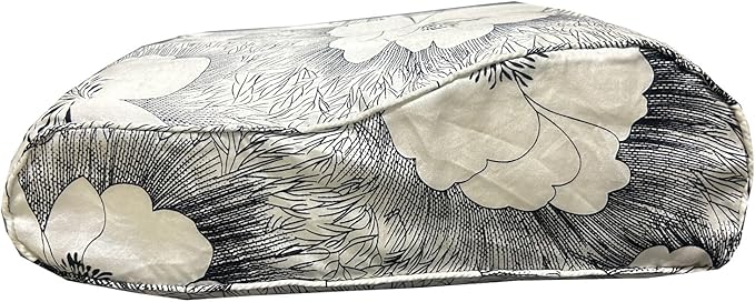Silk Pillowcase for Memory Foam Pillow Neck Pillow, Pure Mulberry Silk Pillow Case for Cervical Pillow Contour Pillow (Grey White Flower, 21"" x 14.5"" x 4.9""/4.2""), ZT19114M