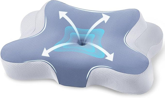 A-Pce PKBD Cervical Pillows for Sleeping,Ergonomic Orthopedic Neck Support Pillow,Memory Foam Pillow with Removable Pillowcase for Side,Back, Stomach Sleepers, Blue