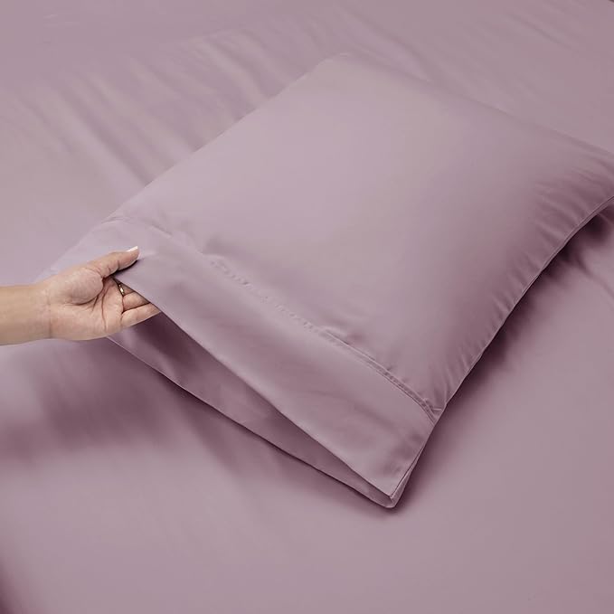 Nestl Queen Size Sheet Set, 4 Piece Extra Deep Pocket (18-24 inches), Microfiber, Cooling, Hotel Luxury, Soft, Breathable, Wrinkle-Free, Easy to Care, Dusty Purple