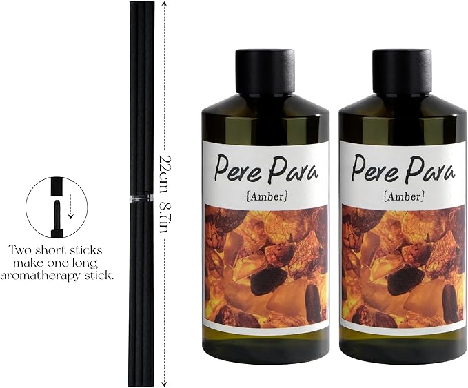 Amber Scent Premium Reed Diffuser Set - 2 Pack, 400ml /14.1 fl.oz Scented Oil with 6 Sticks | Long-Lasting Fragrance for Home & Office | Luxury Gift