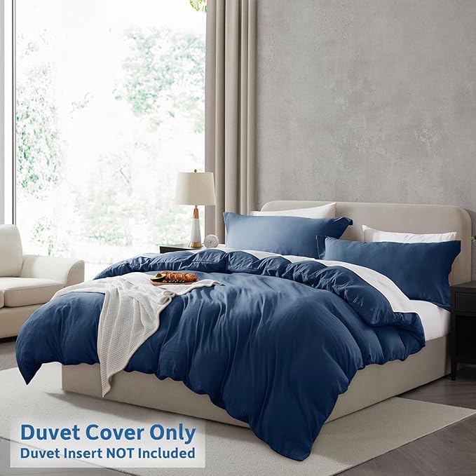 Nestl Twin Duvet Cover Set - Soft Double Brushed Navy Blue Duvet Cover Twin/Twin XL, 2 Piece, with Zipper Closure, 1 Duvet Cover 68x90 inches and 1 Pillow Sham
