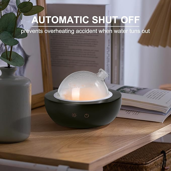 Glass Essential Oil Diffuser,Real Wood Base,The 2024 Upgrade Aromatherapy Diffuser,Aroma Diffuse Humidifier,LED Light in 7 Colors，Suitable for Home Office Bedroom-Black