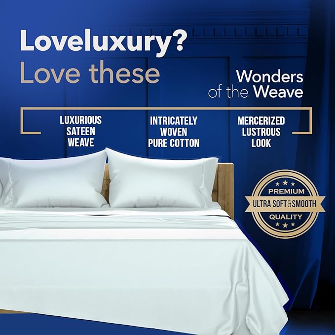 TEXAS LINEN CO. Luxury Egyptian Cotton King Sea Foam Pillow Cases Set of 2-1000 Series Lonestar Lovin' Collection Pillowcases for Sleeping, Cooling Pillow Cover, Extra Long Staple Hotel Pillow Cases